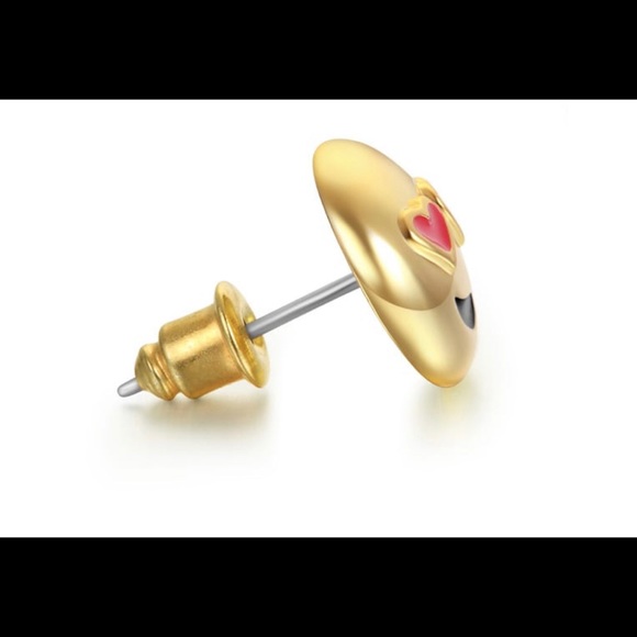 18K Gold Plated Eye Love You Emoji Earrings - Picture 3 of 4
